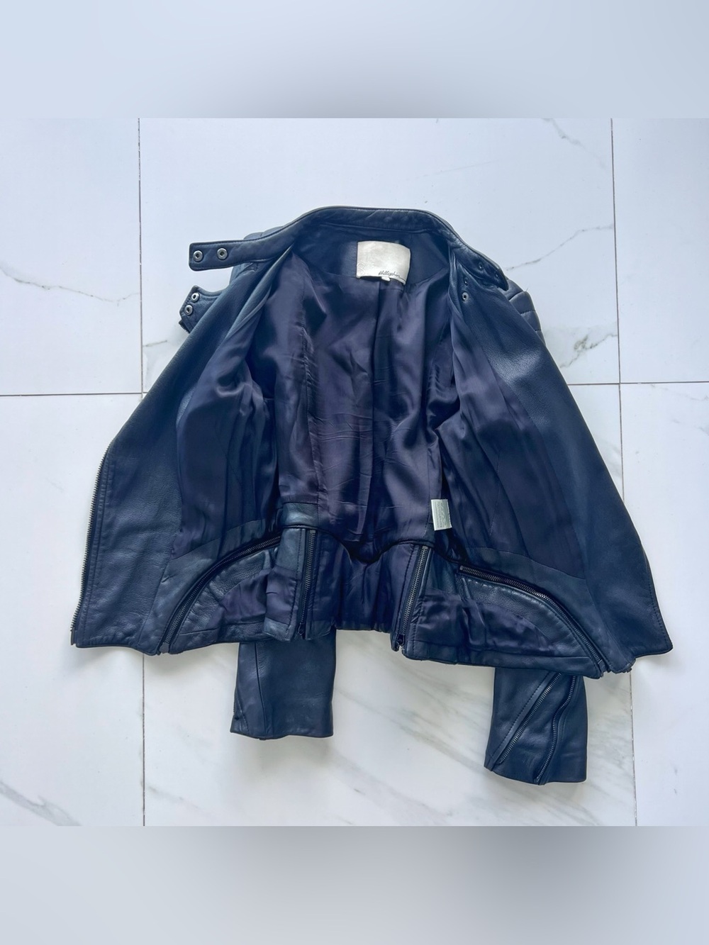 3.1 Phillip Lim coat size 4 black leather jacket moto quilted - Picture 6 of 10